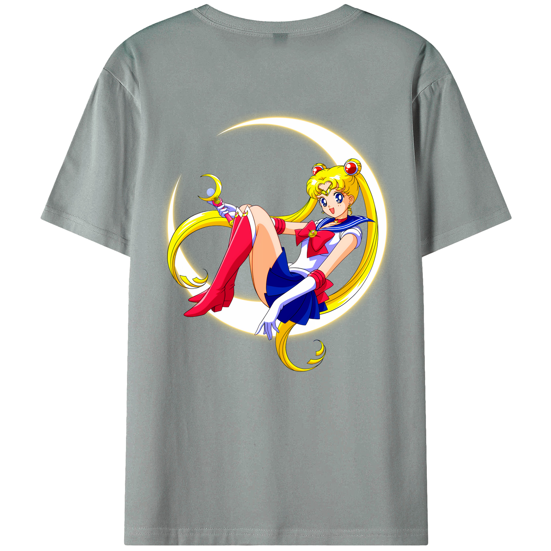（画像用） 美少女戦士セーラームーン 月野 うさぎ つきの うさぎ Sailor Moon Tsukino Usagi 綿100％ メンズ半袖Tシャツ（バックプリント） 通気性